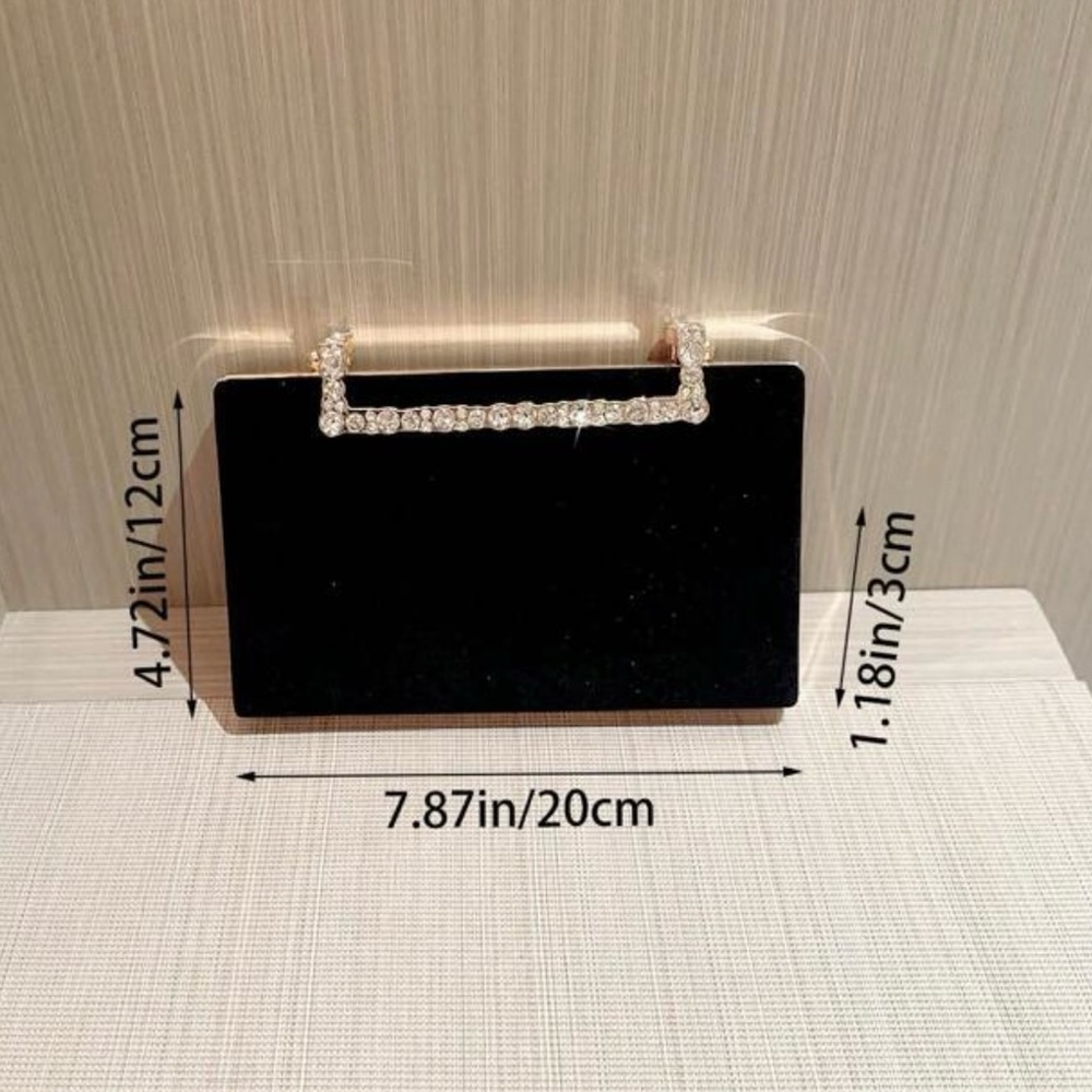 Elegant Black Clutch with Gold Handle - Picture 5 of 6
